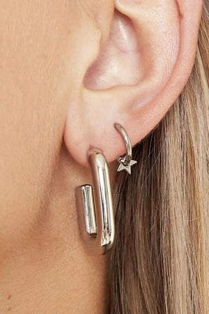 Earrings Shimmer Large Silver Color Stainless Steel h5 Picture2